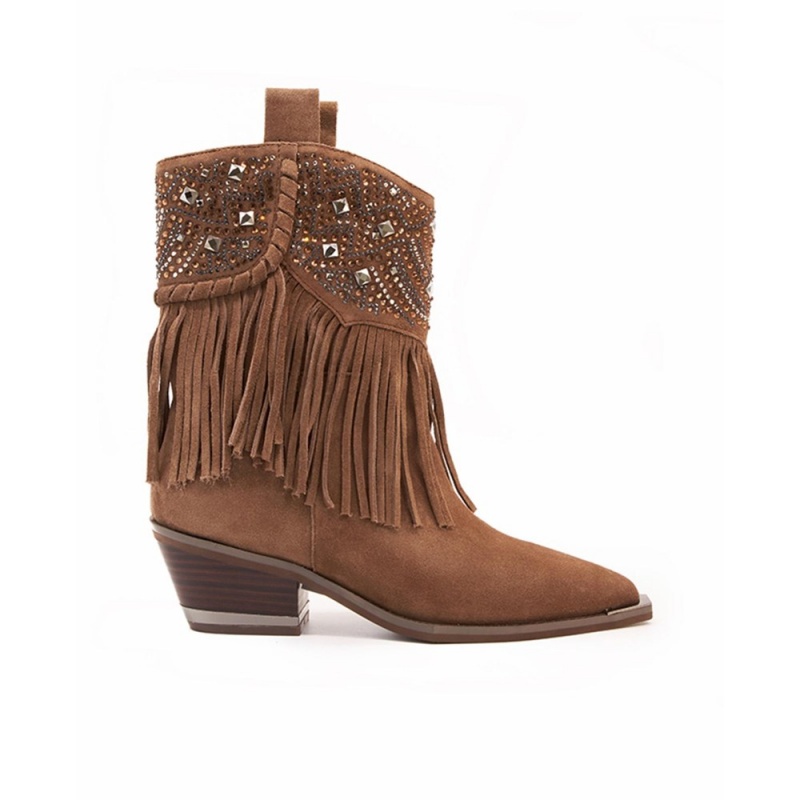 Bottines Alma En Pena Fringed Vert Olive Femme | OTV-25650630